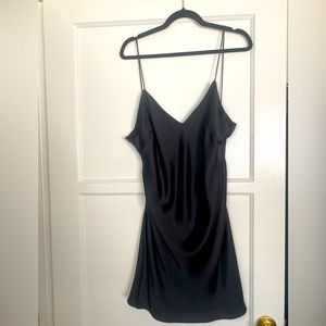 Zara Black Satin Strappy Slip Dress